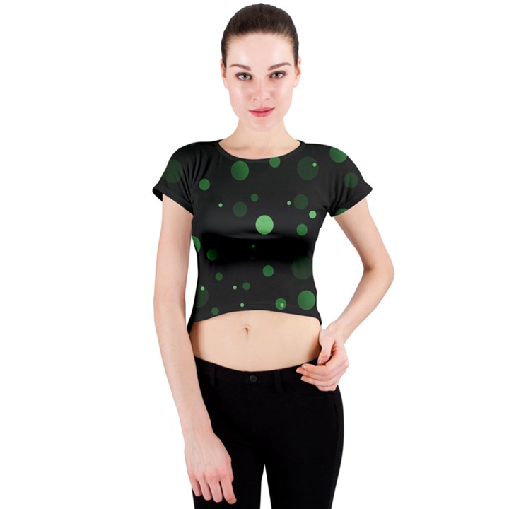 Decorative dots pattern Crew Neck Crop Top