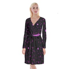 Decorative Dots Pattern Long Sleeve Velvet Front Wrap Dress by ValentinaDesign