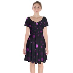 Decorative Dots Pattern Short Sleeve Bardot Dress