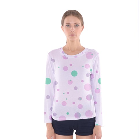 Decorative Dots Pattern Women s Long Sleeve Tee by ValentinaDesign