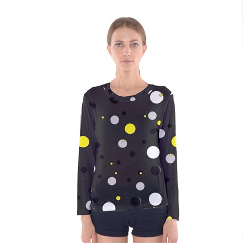 Decorative Dots Pattern Women s Long Sleeve Tee by ValentinaDesign