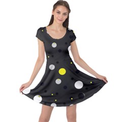 Decorative Dots Pattern Cap Sleeve Dresses by ValentinaDesign