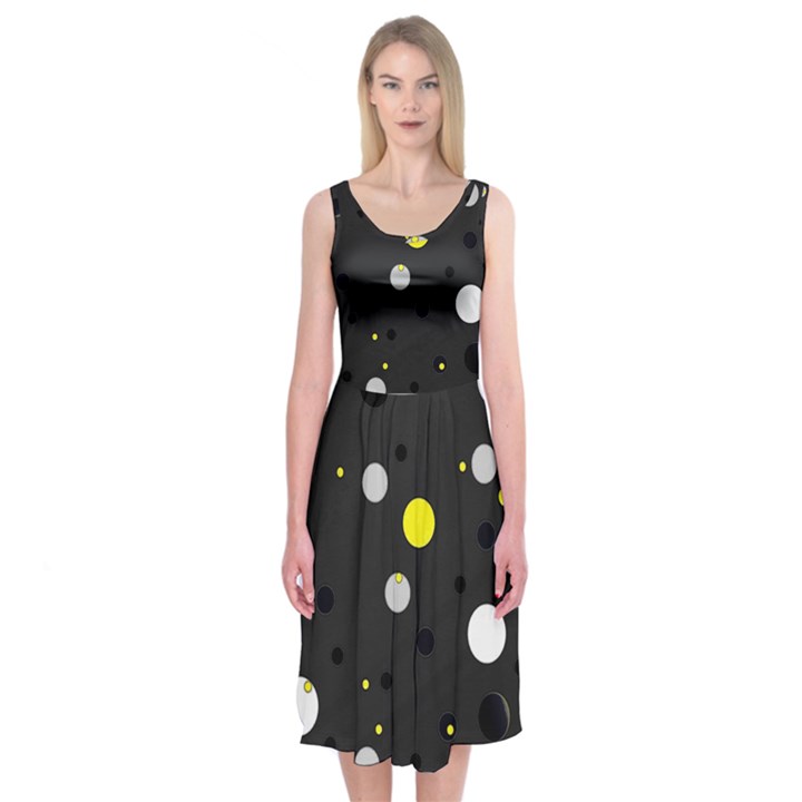 Decorative dots pattern Midi Sleeveless Dress