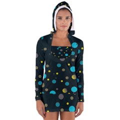 Decorative Dots Pattern Women s Long Sleeve Hooded T-shirt by ValentinaDesign