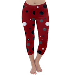 Decorative Dots Pattern Capri Winter Leggings  by ValentinaDesign