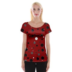 Decorative Dots Pattern Women s Cap Sleeve Top by ValentinaDesign