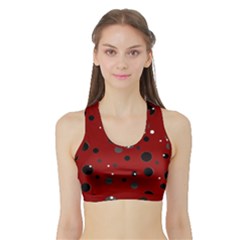 Decorative Dots Pattern Sports Bra With Border by ValentinaDesign