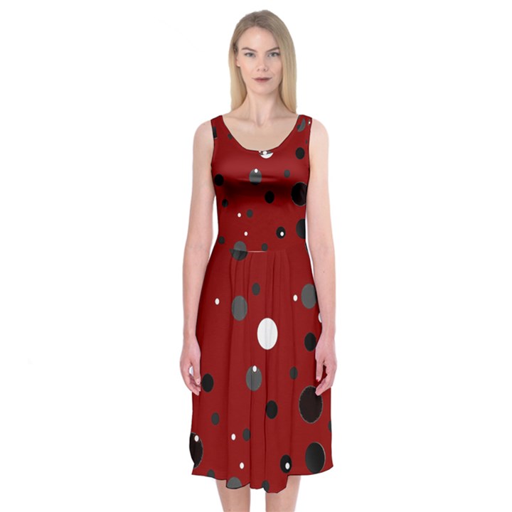 Decorative dots pattern Midi Sleeveless Dress