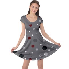 Decorative Dots Pattern Cap Sleeve Dresses by ValentinaDesign