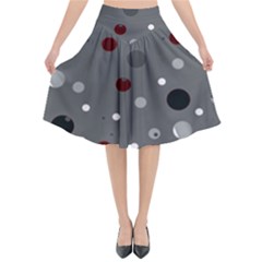 Decorative Dots Pattern Flared Midi Skirt