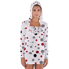 Decorative Dots Pattern Women s Long Sleeve Hooded T-shirt by ValentinaDesign