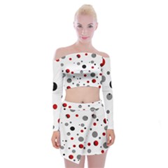 Decorative Dots Pattern Off Shoulder Top With Skirt Set by ValentinaDesign