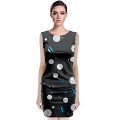 Decorative Dots Pattern Sleeveless Velvet Midi Dress by ValentinaDesign