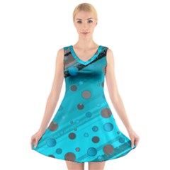 Decorative Dots Pattern V-neck Sleeveless Skater Dress by ValentinaDesign