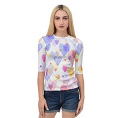 Watercolor Cute Hearts Background Quarter Sleeve Tee