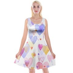 Watercolor Cute Hearts Background Reversible Velvet Sleeveless Dress by TastefulDesigns