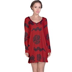 Aztecs Pattern Long Sleeve Nightdress by ValentinaDesign