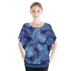 Leaves-monstera Batwing Chiffon Blouse