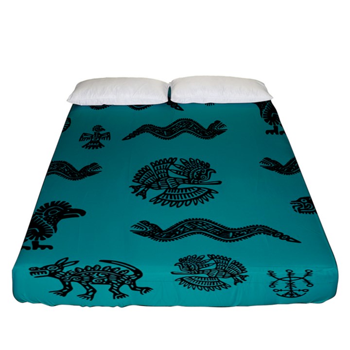 Aztecs pattern Fitted Sheet (California King Size)