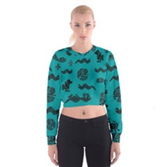 Aztecs Pattern Cropped Sweatshirt by ValentinaDesign