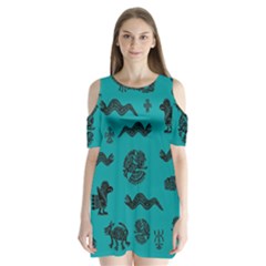 Aztecs Pattern Shoulder Cutout Velvet  One Piece by ValentinaDesign