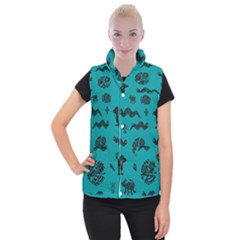 Aztecs Pattern Women s Button Up Puffer Vest