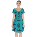 Aztecs pattern Short Sleeve Bardot Dress View1