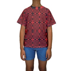 Abstract Background Red Black Kids  Short Sleeve Swimwear by Nexatart