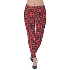 Abstract Background Red Black Velvet Leggings