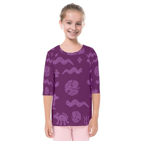 Aztecs Pattern Kids  Quarter Sleeve Raglan Tee by ValentinaDesign