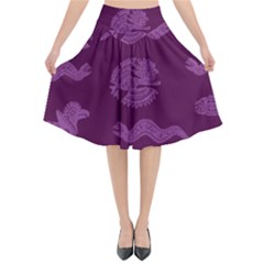 Aztecs Pattern Flared Midi Skirt