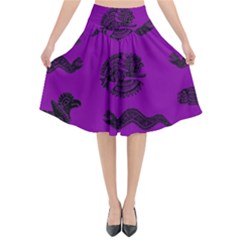 Aztecs Pattern Flared Midi Skirt