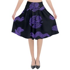 Aztecs Pattern Flared Midi Skirt