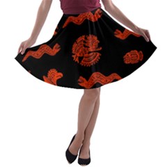 Aztecs Pattern A-line Skater Skirt by ValentinaDesign