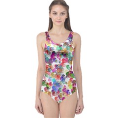 Colorful Spirals On A White Background             Women s One Piece Swimsuit by LalyLauraFLM