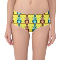 Owls Pattern            Mid-waist Bikini Bottoms by LalyLauraFLM