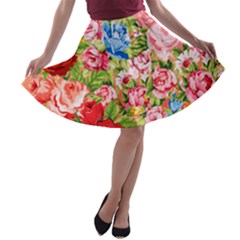 Beautiful Roses Collage A-line Skater Skirt by LovelyDesigns4U