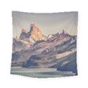 Fitz Roy And Poincenot Mountains Lake View   Patagonia Square Tapestry (Small) View1