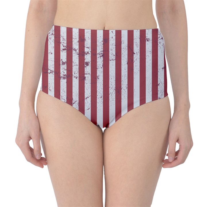 Distressed Flag High-Waist Bikini Bottoms