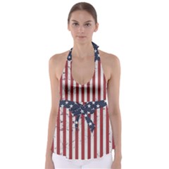 Distressed Flag Babydoll Tankini Top