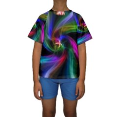 Abstract Art Color Design Lines Kids  Short Sleeve Swimwear by Nexatart