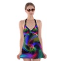 Abstract Art Color Design Lines Halter Swimsuit Dress View1