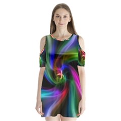 Abstract Art Color Design Lines Shoulder Cutout Velvet  One Piece by Nexatart