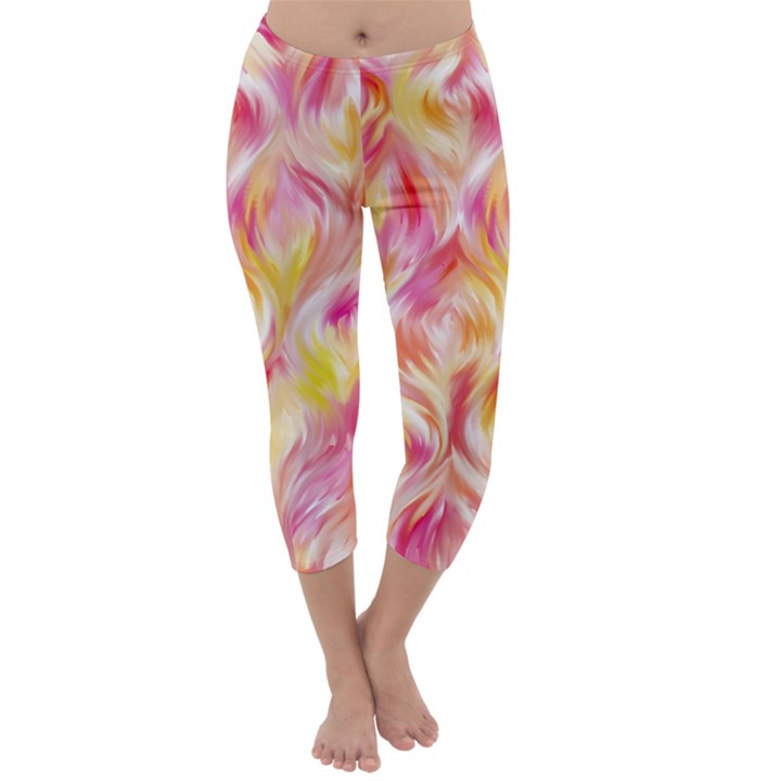 Pretty Painted Pattern Pastel Capri Winter Leggings 