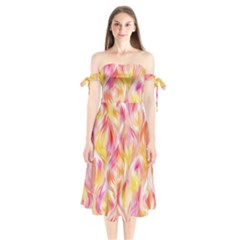 Pretty Painted Pattern Pastel Shoulder Tie Bardot Midi Dress by Nexatart