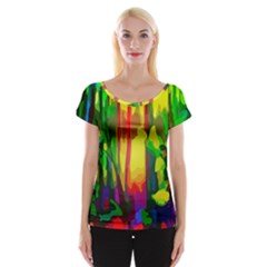 Abstract Vibrant Colour Botany Women s Cap Sleeve Top by Nexatart