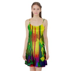 Abstract Vibrant Colour Botany Satin Night Slip by Nexatart