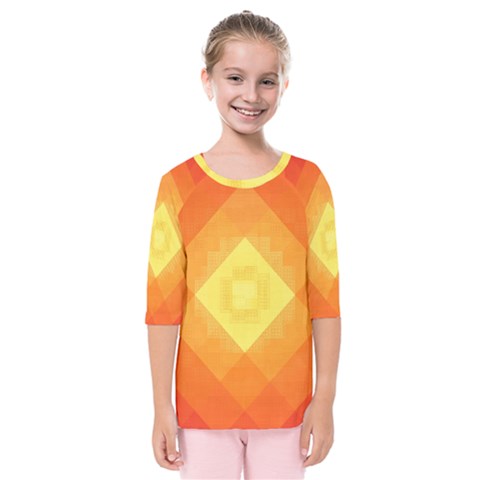 Pattern Retired Background Orange Kids  Quarter Sleeve Raglan Tee by Nexatart