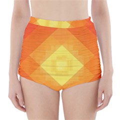 Pattern Retired Background Orange High-waisted Bikini Bottoms by Nexatart