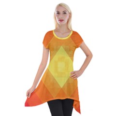 Pattern Retired Background Orange Short Sleeve Side Drop Tunic by Nexatart